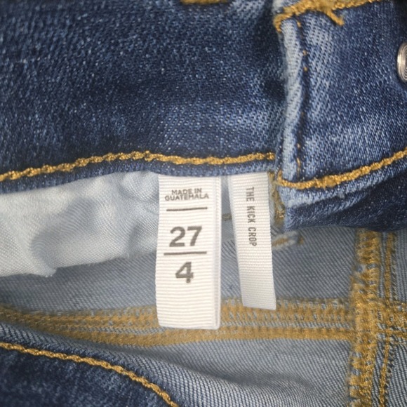 Loft Womens Kick Crop Dark Wash Jeans Size 27 Raw Hem - Picture 14 of 14